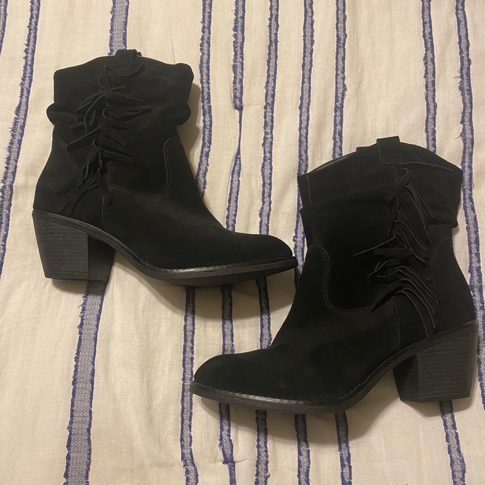 Lime Light black cowboy cowgirl fringe boots